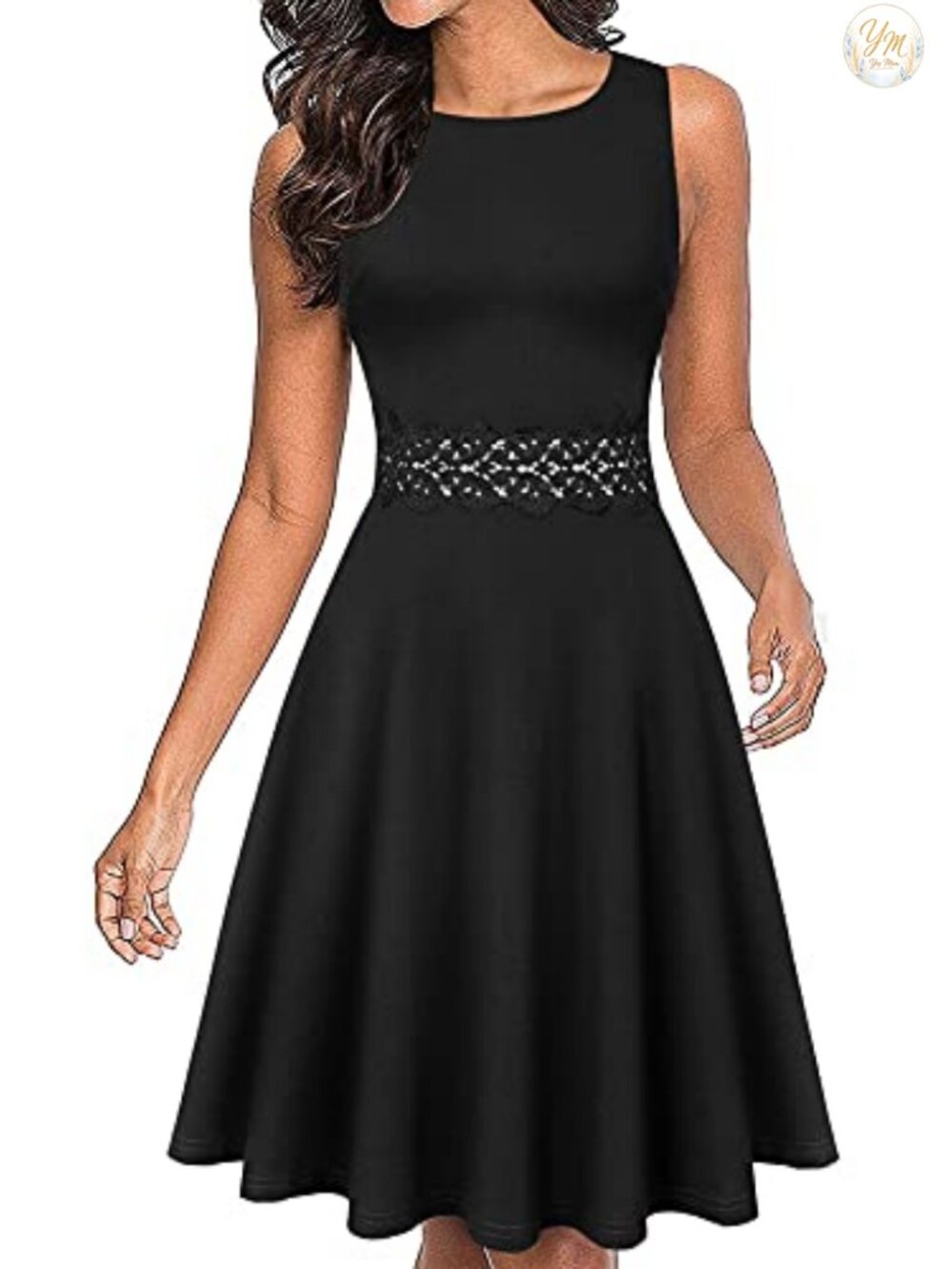 OWIN Women's Floral Lace A-Line Swing Cocktail Party Dress Sleeveless